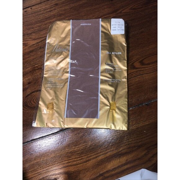 Vintage Nationals Guaranteed Hosiery One Size T-14 WoodBeige Nylon Use w/ Garter - Picture 4 of 4